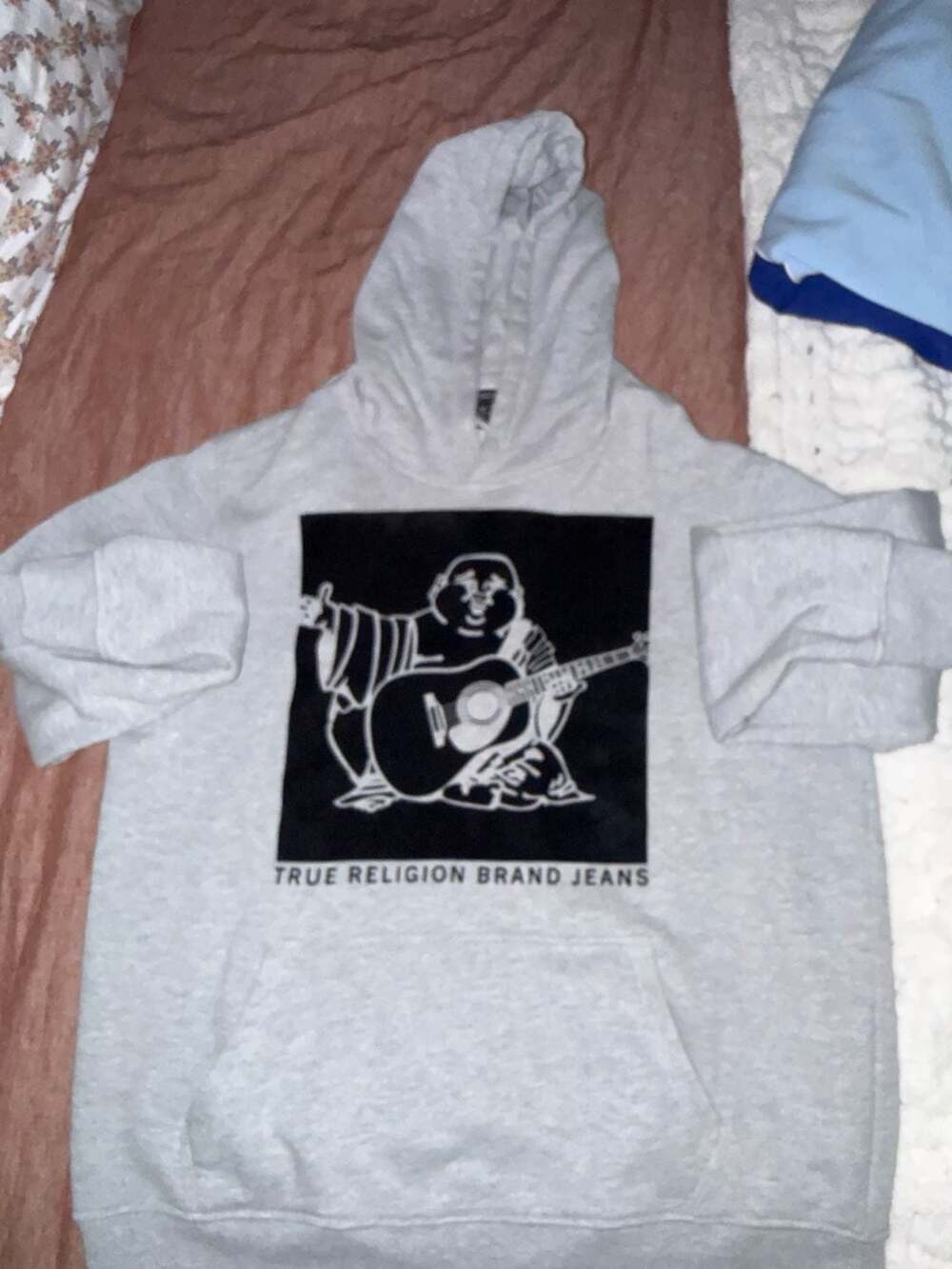 True Religion Buddha Guitar Graphic Pullover Hoodie Gray